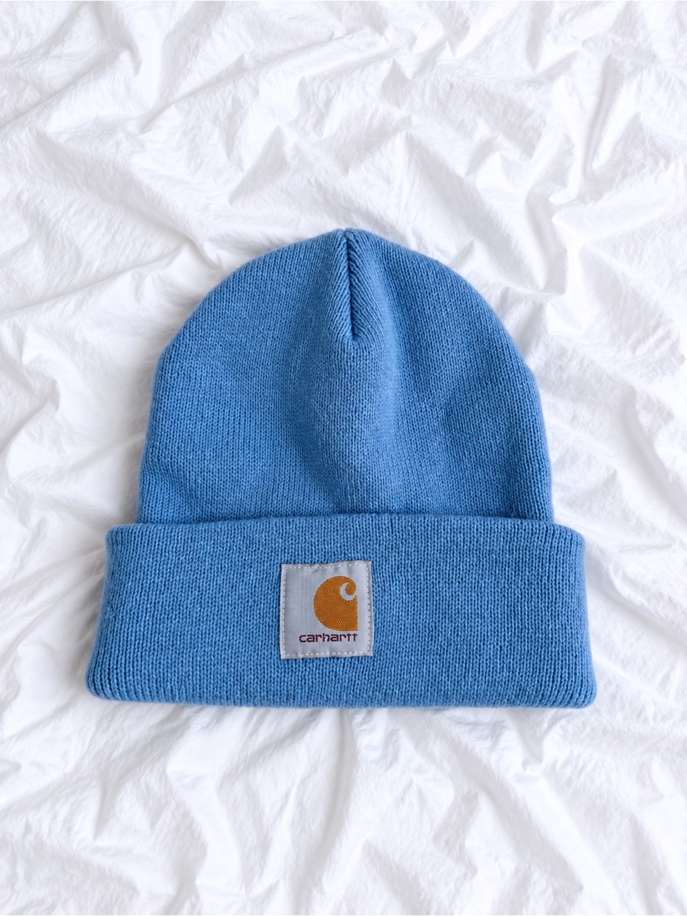 Carhartt Light Blue Cuffed Beanie with Gold Patch